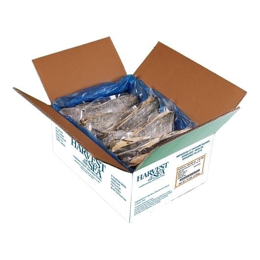 Harvest Of The Sea 8-10 Ounce Raw Cowboy Cut Skin and Tail On Branzino, 8 Ounce