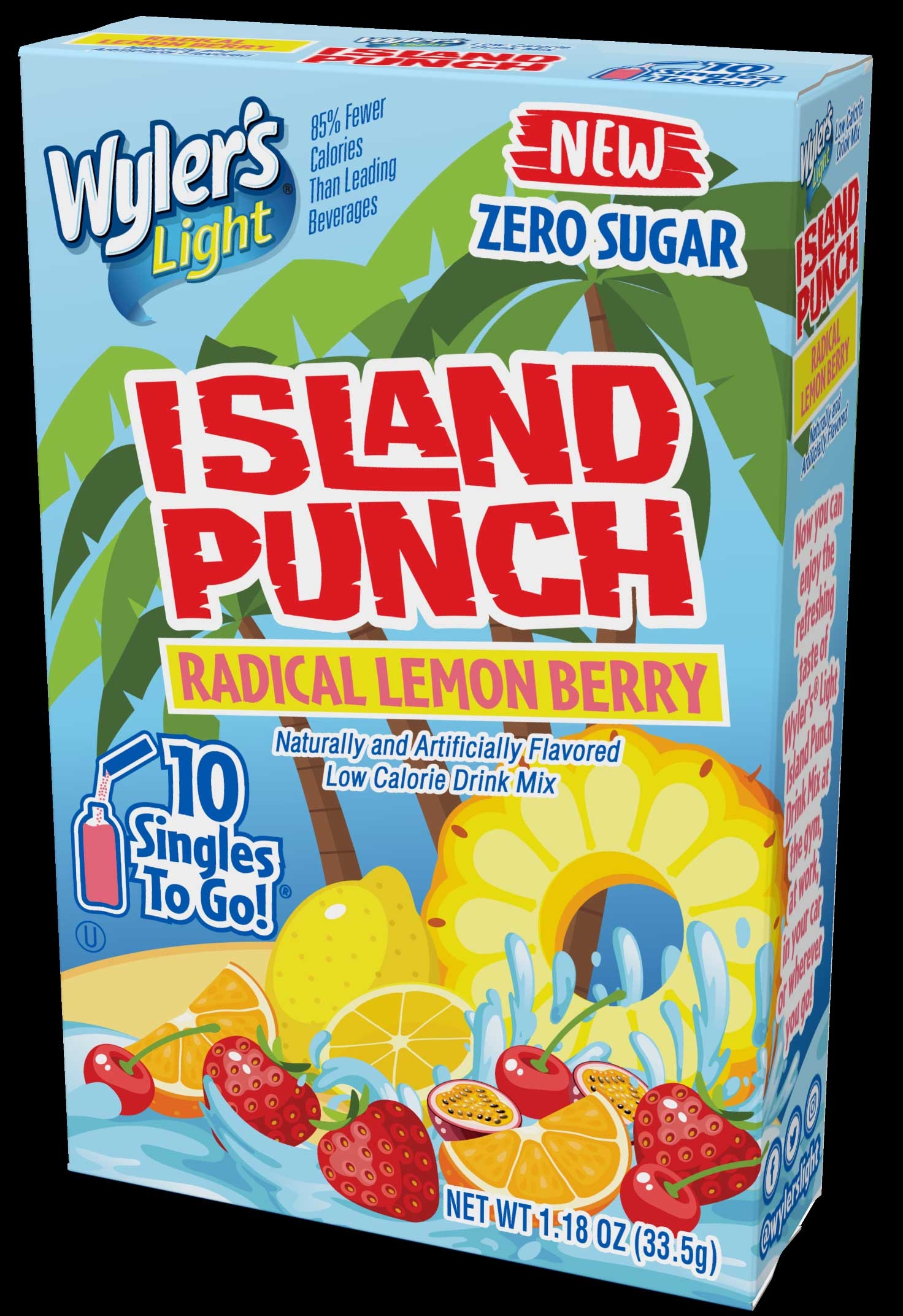Wylers Light Singles To Go Island Punch Lemon Berry Drink Mix, 1.18 Ounce -- 12 per case