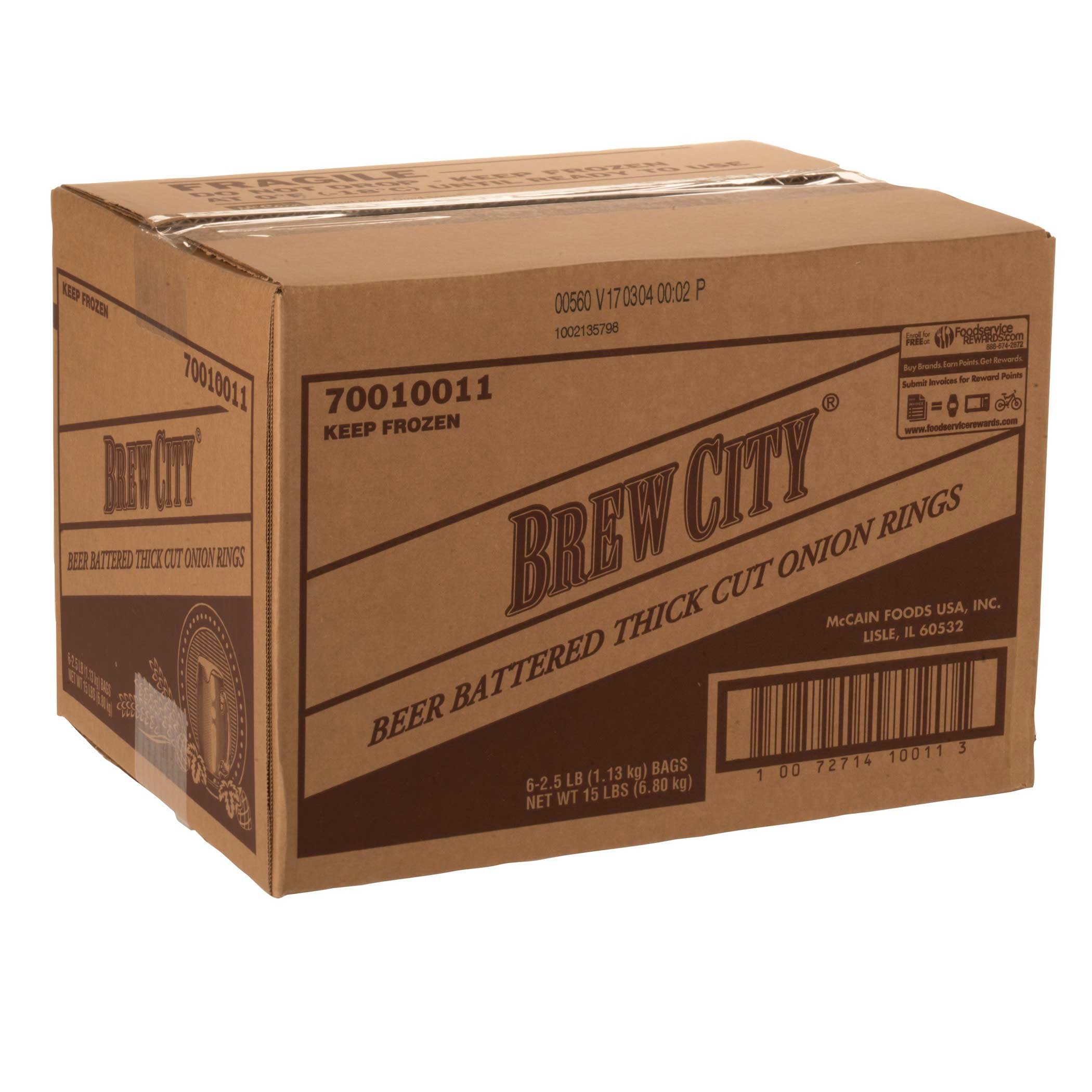 McCain Brew City Beer Battered Thick Cut Onion Ring, 2.5 Pound -- 6 per case.