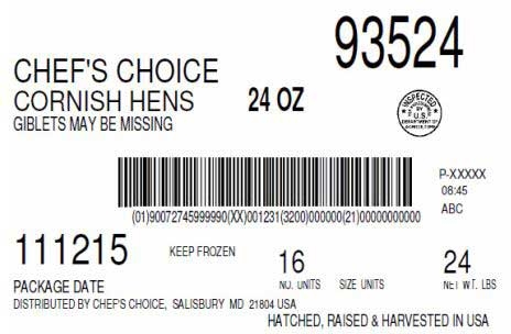Chefs Choice Cornish Hen, 24 Ounce -- 16 per case.