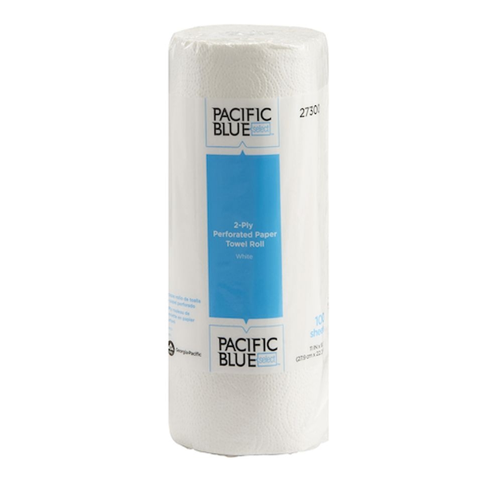Pacific Blue Select 9 x 11 inch White 2-Ply Perforated Towel Roll, 100 sheets -- 30 rolls per case
