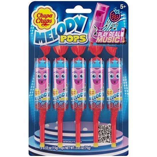 Chupa Chups Strawberry Melody Pops - Blister Pack, 2.649 Ounce -- 12 per case