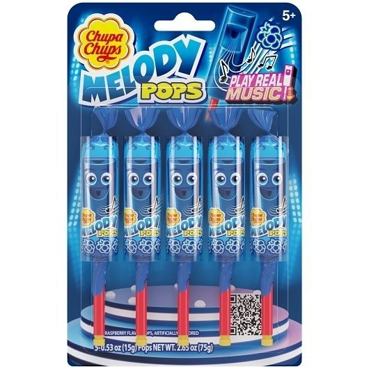 Chupa Chups Blue Raspberry Melody Pops - Blister Packs, 2.649 Ounce -- 12 per case