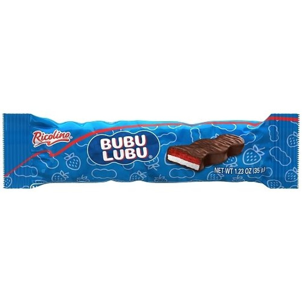 Ricolino Bubulubu Marshmallow and Strawberry Gummy with Chocolate Flavored Coating, 1.23 Ounce -- 192 per case