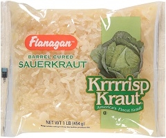 Flanagan Sauerkraut - 1 lb. poly bags, 24 bags per case.