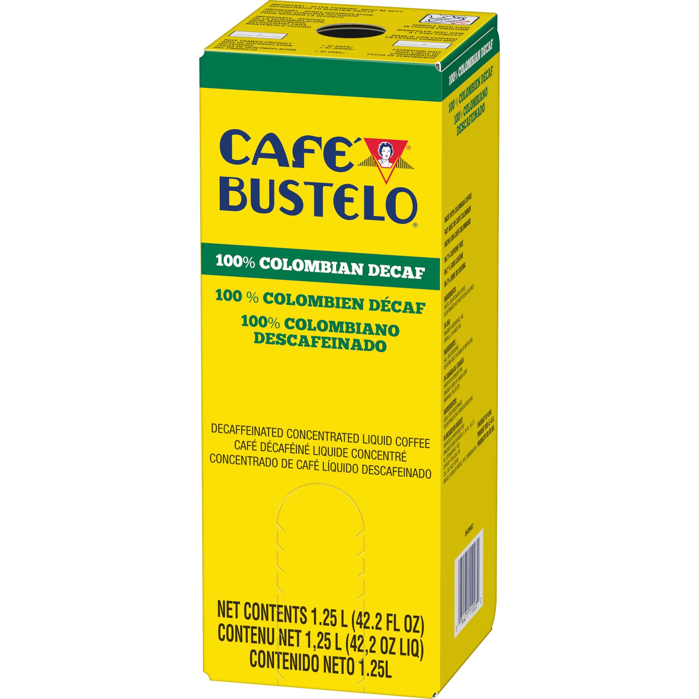 Cafe Bustelo 100 Percent Colombian Decaffeinated Concentrated Liquid Coffee, 1.25 liter -- 2 per case