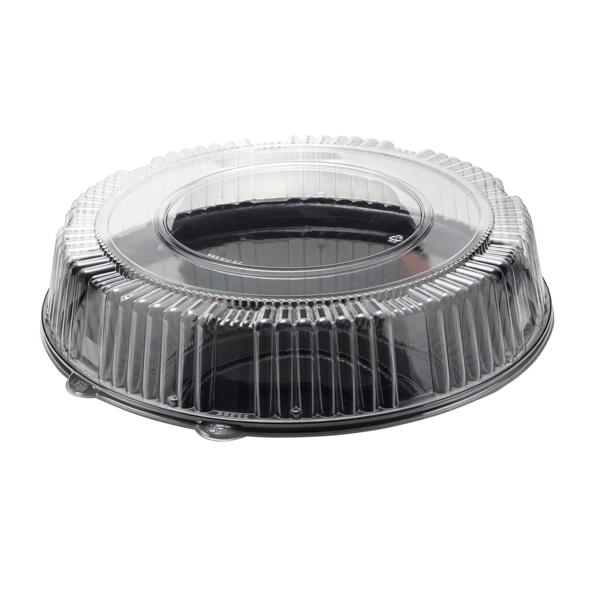 WNA CheckMate Black Round High Edge Rigid Tray with Dome Lid Combo, 16 inch -- 25 per case.