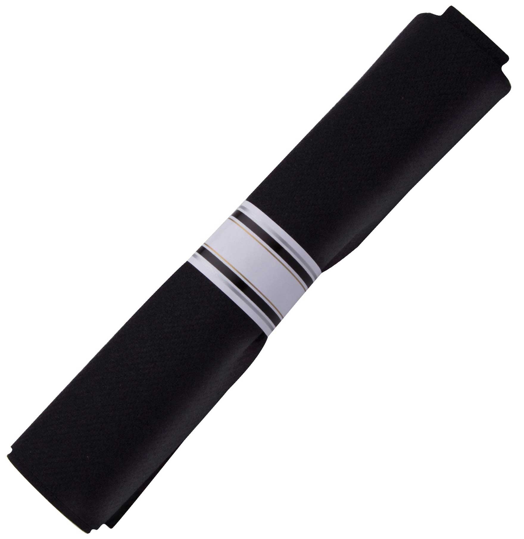 WNA Reflections Fork Knife Teaspoon Black Napkin Roll -- 120 per case.