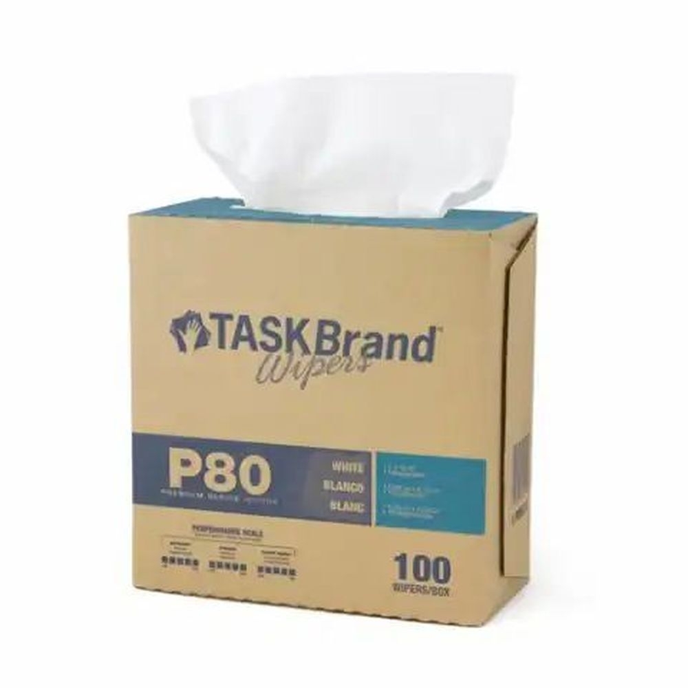 TaskBrand P80 White Interfold Hydrospun Wiper, 9 x 16.75 inch -- 400 per case.
