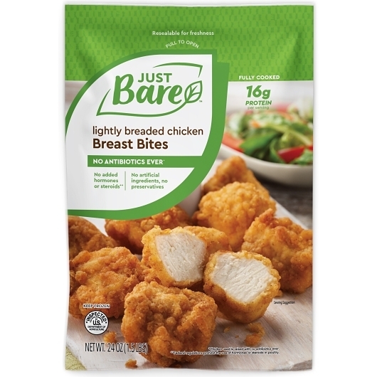 Just Bare Lightly Breaded Chicken Breast Bites, 1.5 Pound -- 8 per case