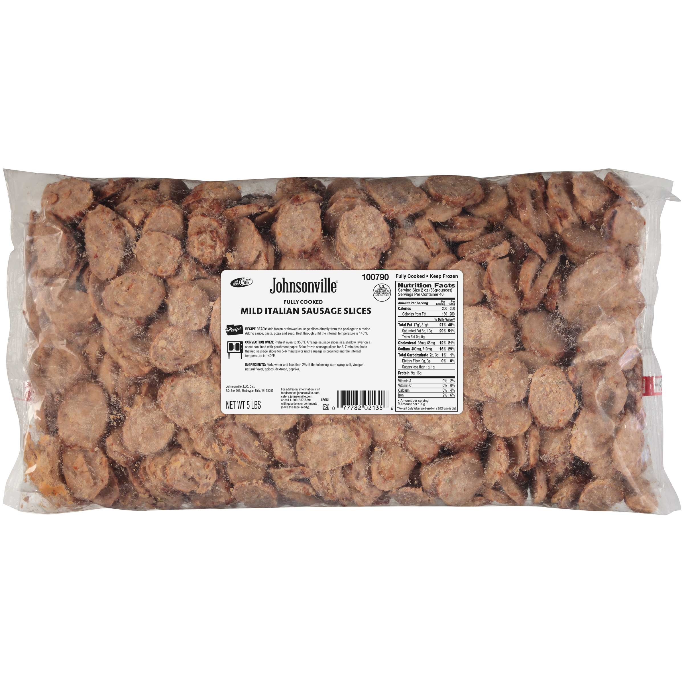Johnsonville Sliced Heat and Serve Italian Sausage, 5 Pound -- 2 per case.