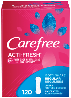 Carefree Acti Fresh Body Shape Regular Unscented Pantiliner - 120 count per pack -- 4 packs per case