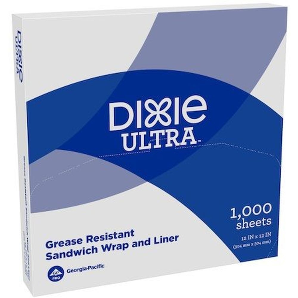 Dixie Ultra White Highly Grease Resistant Sandwich Wrap and Liner, 12 x 12 x 2.5 inch - 1000 sheets per pack -- 5 packs per case