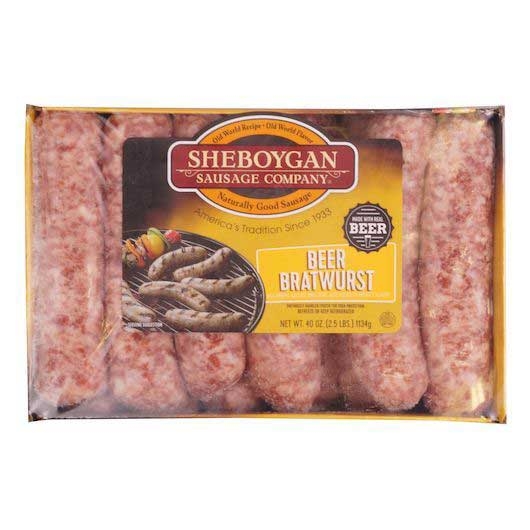 Sheboygan Raw Beer Bratwurst, 2.5 Pound -- 6 per case
