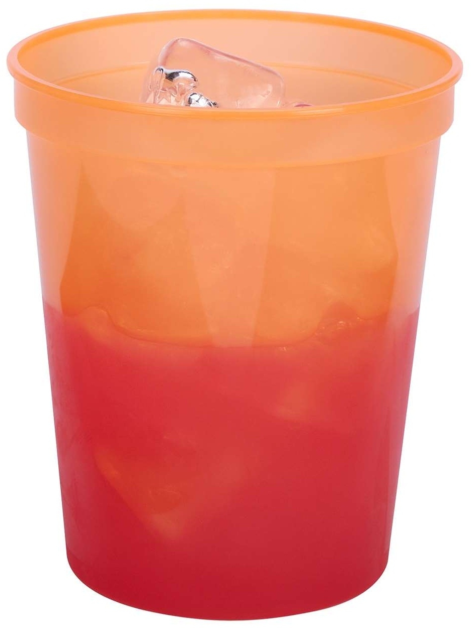 WNA Polypropylene Squat Color Changing Orange Cup, 16 Ounce - 25 count per pack -- 20 packs per case