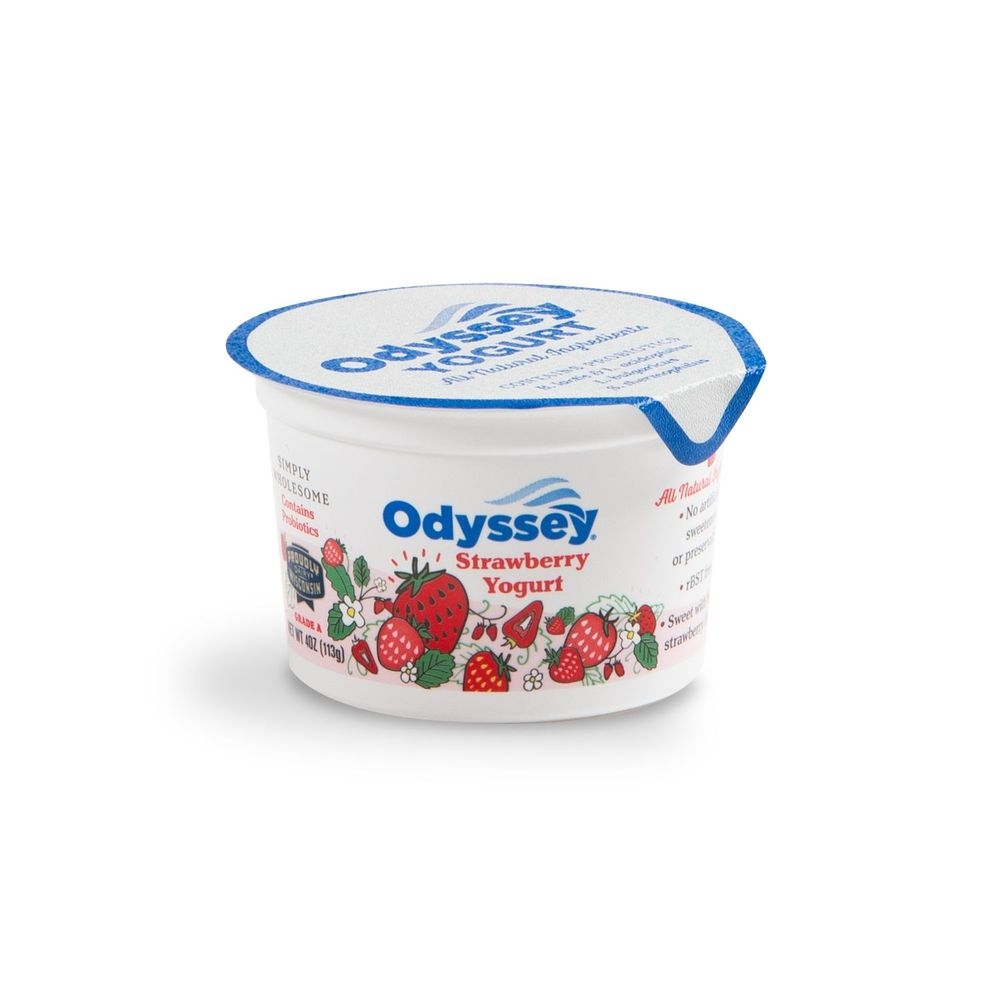 Odyssey Strawberry Nonfat Yogurt, 4 Ounce -- 48 per case