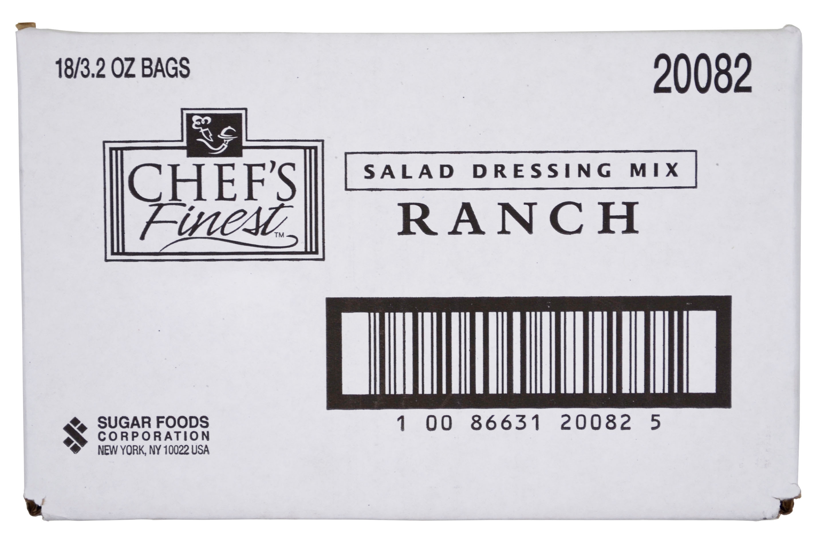 Sugar Foods Chef Finest Ranch Dressing, 3.2 Ounce -- 18 per case.