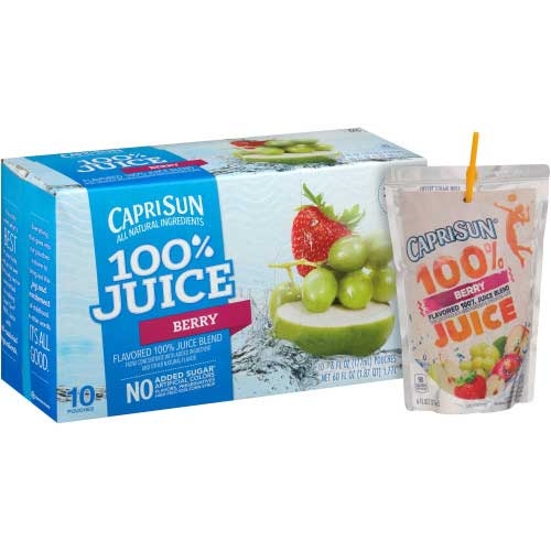 Capri Sun 100 Percent Juice Berry Juice Pouch, 6 Ounce -- 40 per case