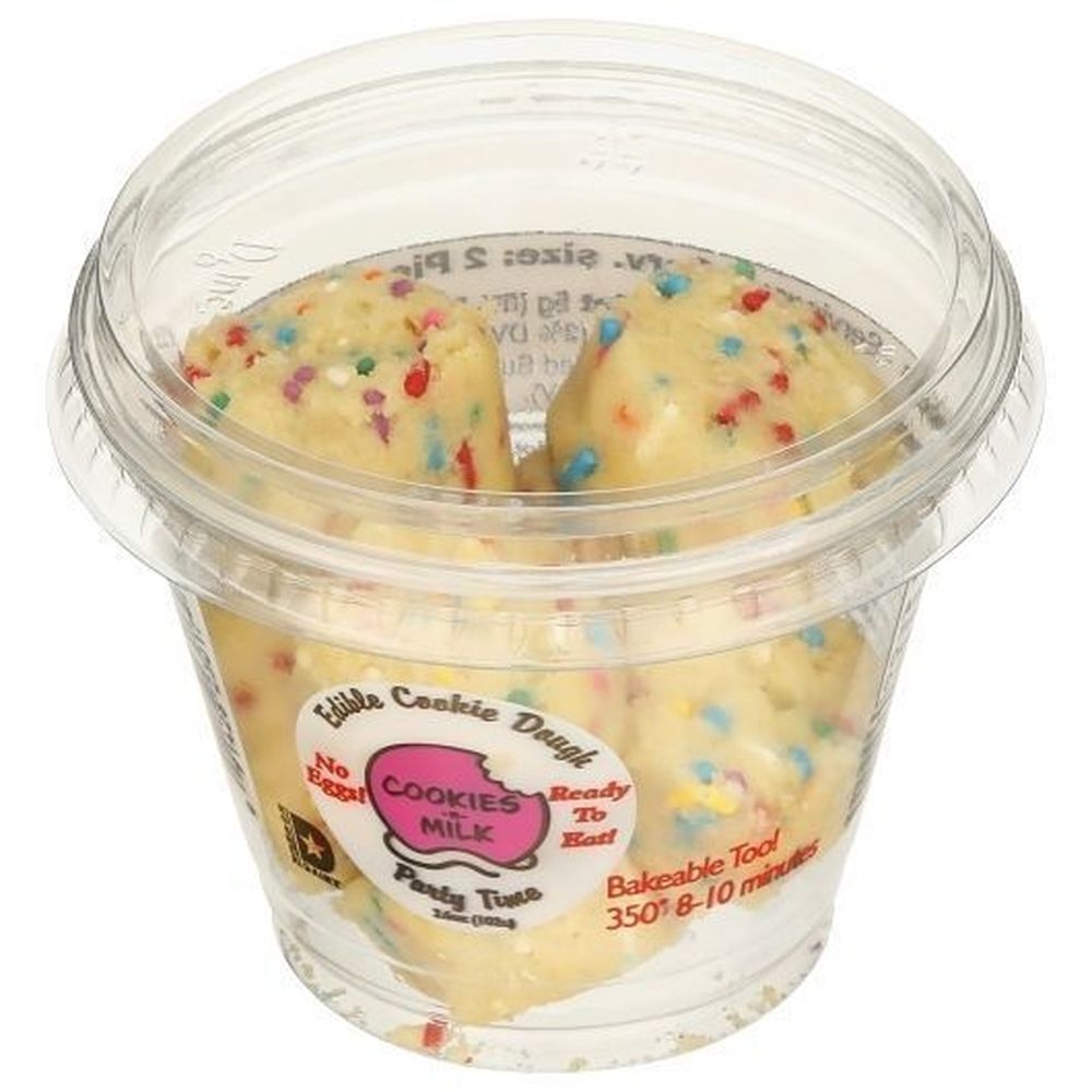 Cookies N Milk Edible Party Time Sprinkle Cookie Dough Bites, 3.6 Ounce Mini Cup -- 12 per case