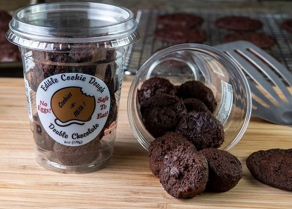 Cookies N Milk Double Chocolate Edible Cookie Dough Bites, 6 Ounce Cup -- 12 per case