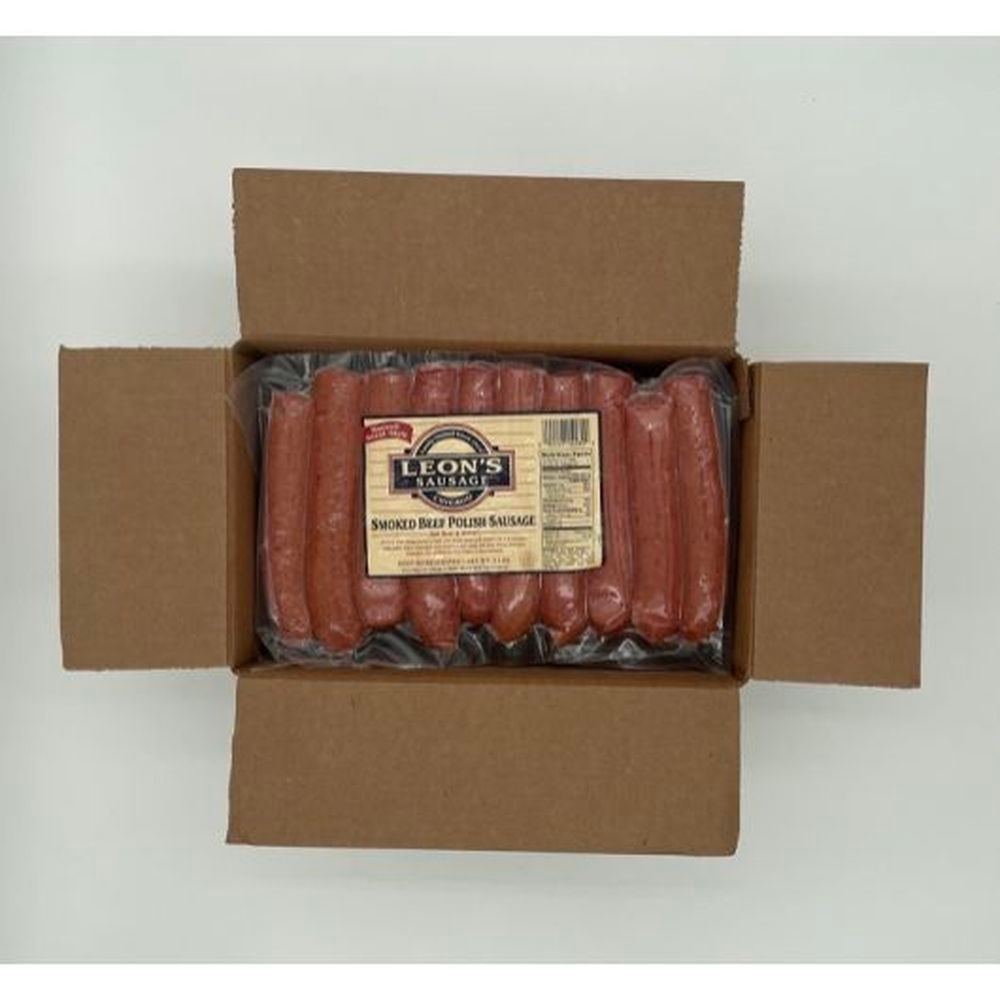 Leons Smoked Beef Polish Sausage, 20 count -- 2 per case