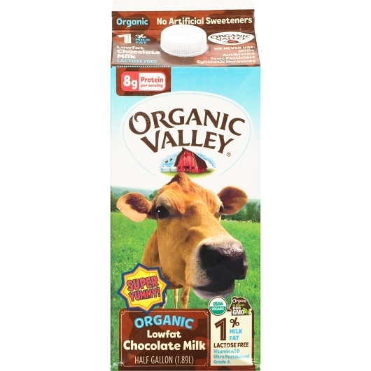 Organic Valley Lactose Free 1 Percent Lowfat Chocolate Milk, 0.5 Gallon -- 6 per case