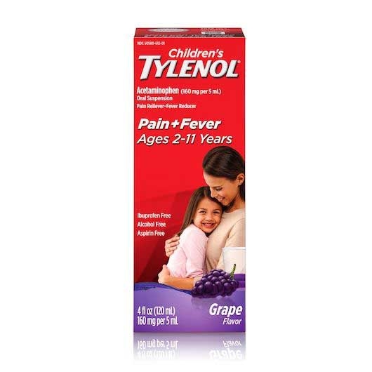 Tylenol Childrens Grape Flavor Pain and Fever Suspension, 4 Fluid Ounce -- 36 per case