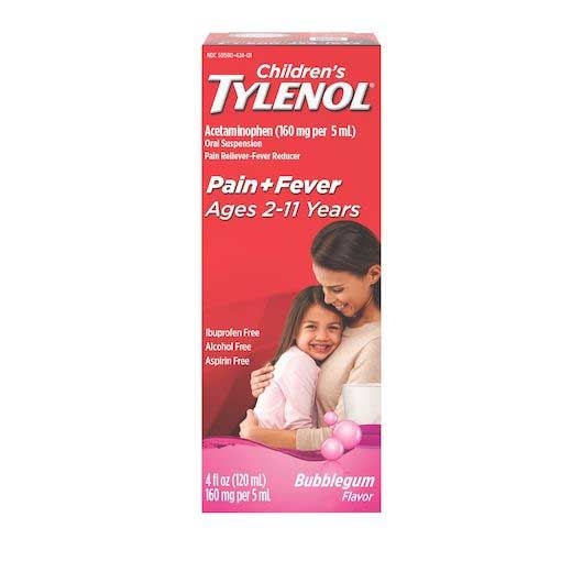 Tylenol Childrens Bubblegum Flavor Pain and Fever Oral Suspension, 4 Fluid Ounce -- 36 per case