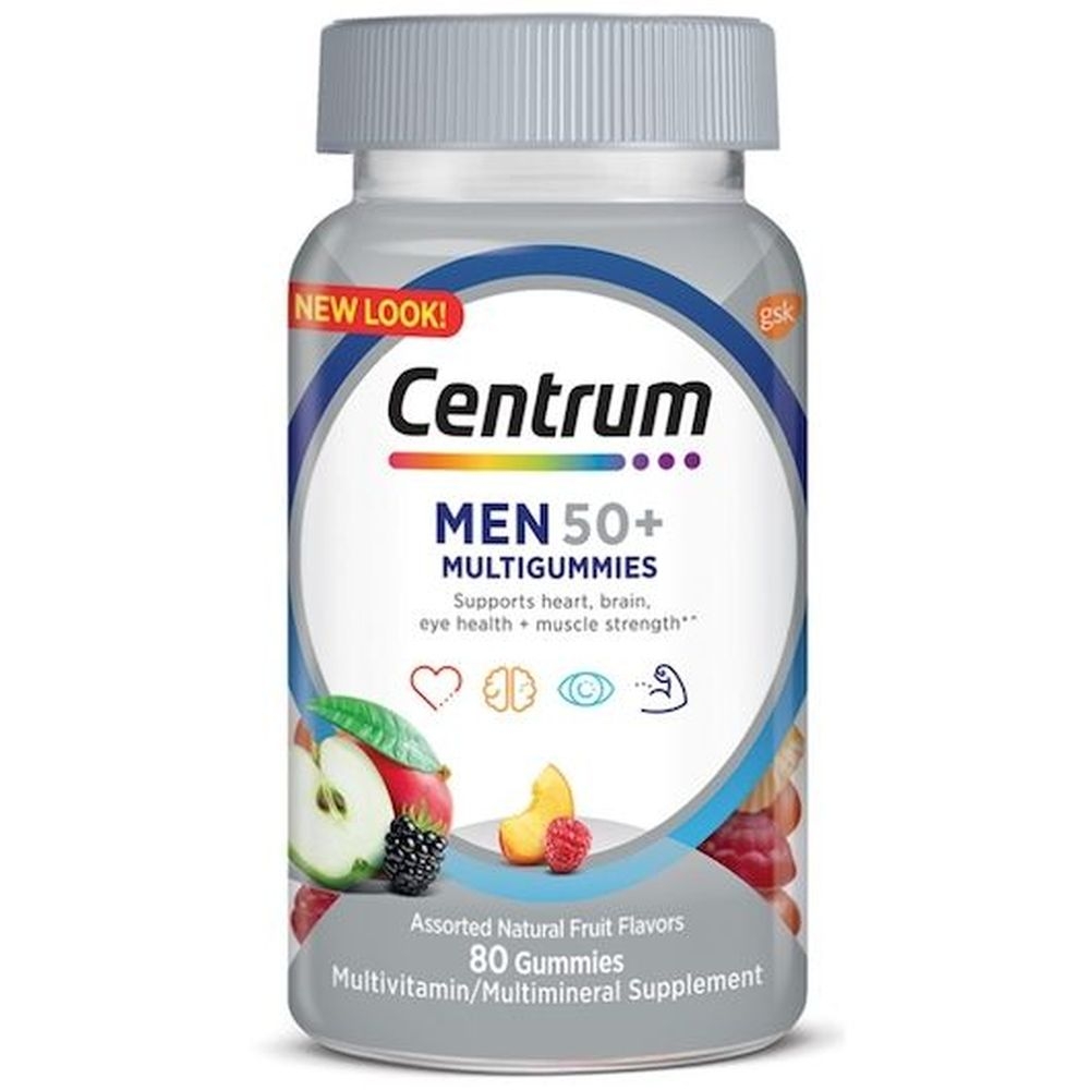 Centrum Men 50+ Multivitamin Multimineral Gummies, 80 count -- 12 per case