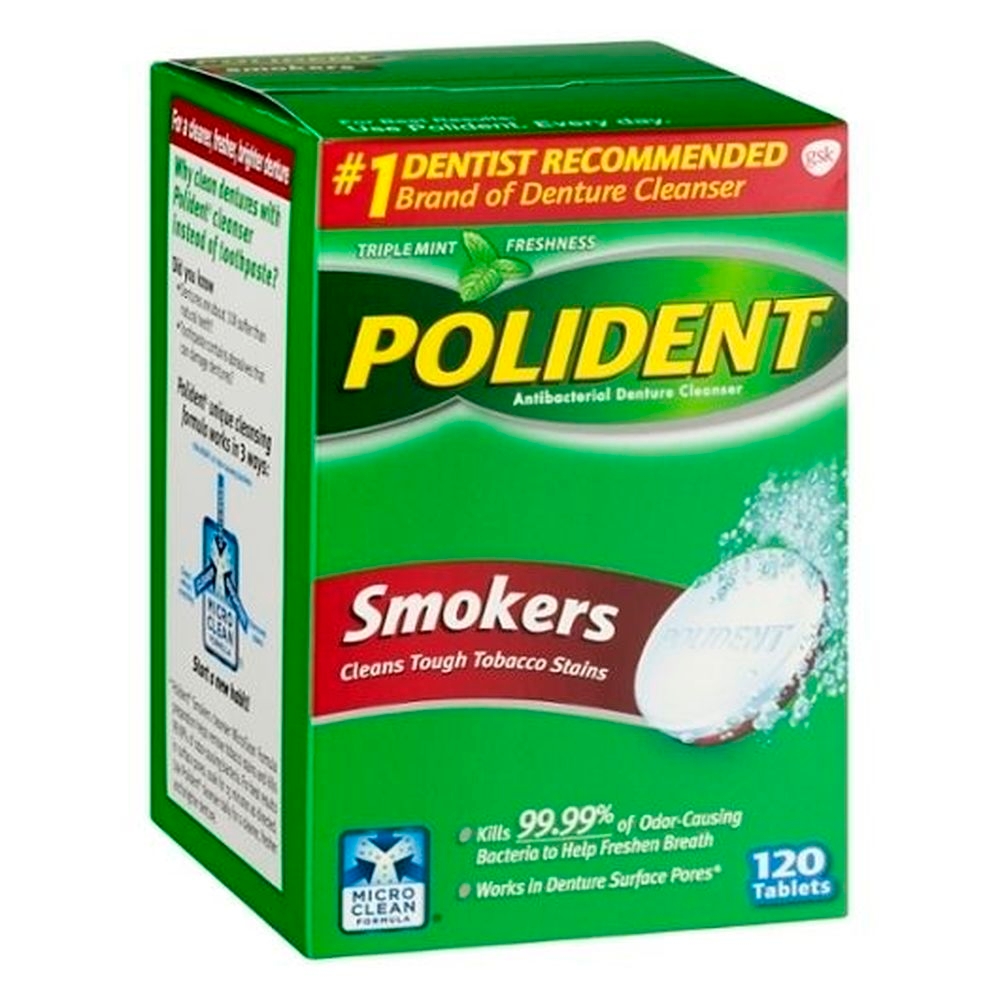 Polident Smokers Antibacterial Denture Cleanser Tablets, 120 count -- 6 per case