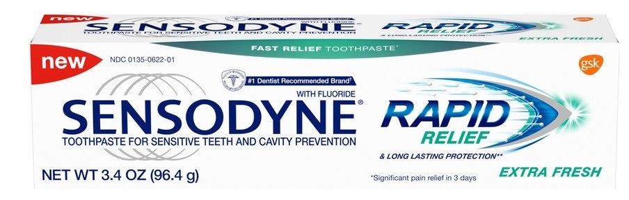 Sensodyne Rapid Relief Extra Fresh Toothpaste, 3.4 Ounce -- 12 per case.