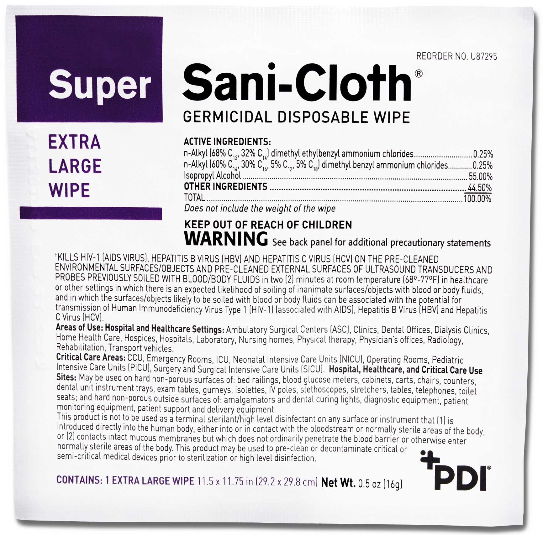 Sani Professional Super Sani Cloth X Large Disinfectant Wipes, 40 count per pack -- 120 per case.