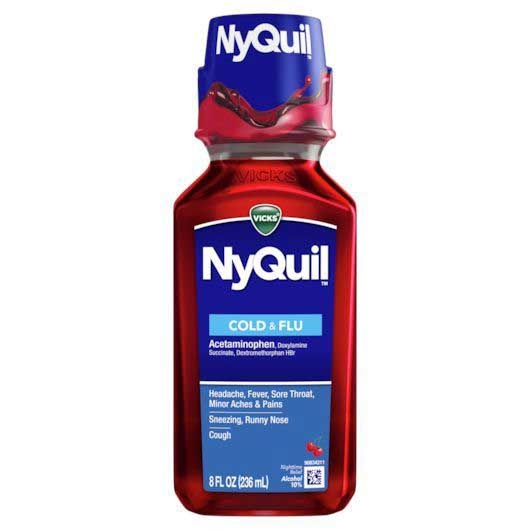 Vicks Nyquil Cherry Cold and Flu Liquid, 8 Fluid Ounce -- 12 per case