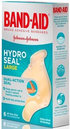 Band Aid Hydro Seal Large Adhesive Bandage, 6 count per pack -- 24 per case.