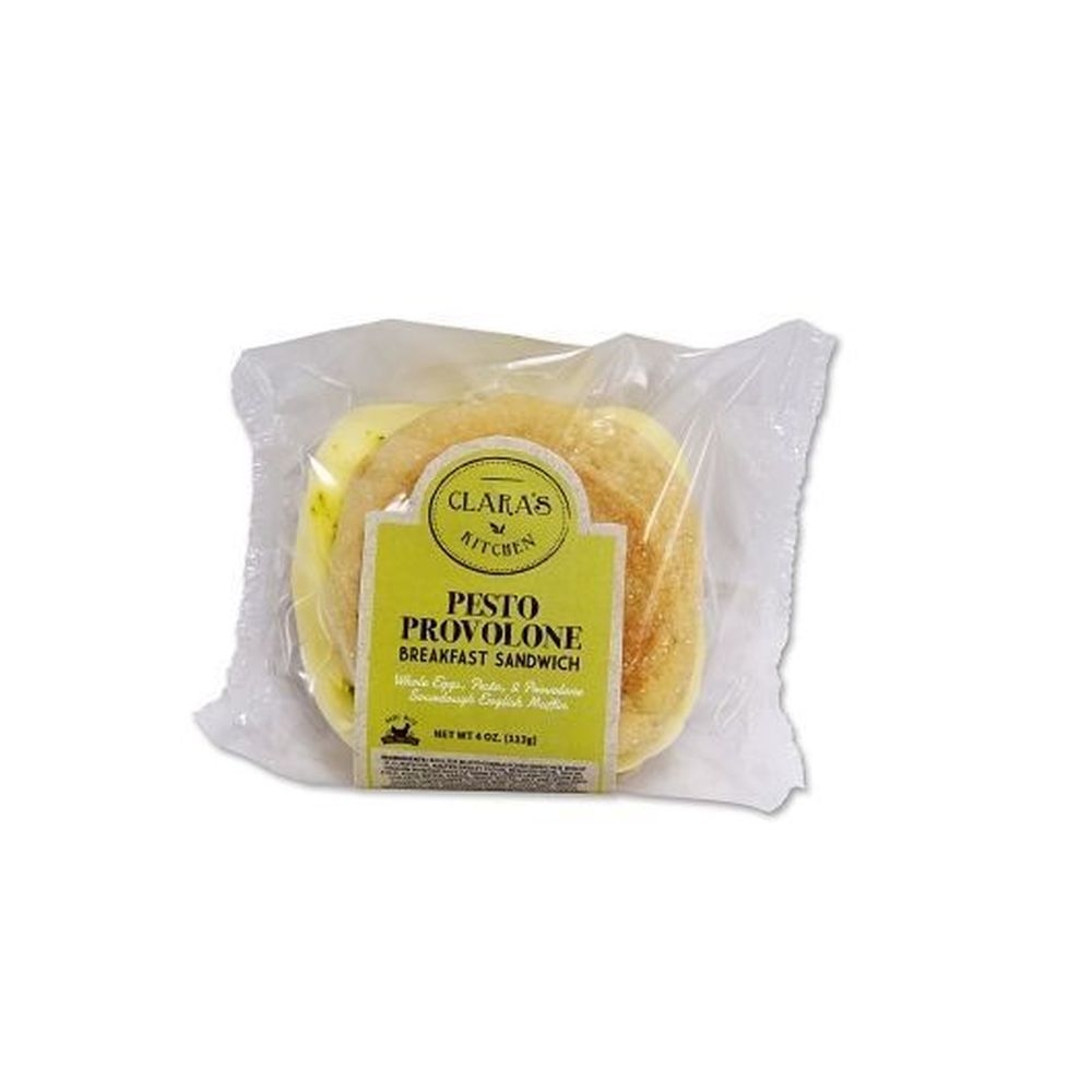 Claras Kitchen Pesto Provolone Breakfast Sandwich, 12 count