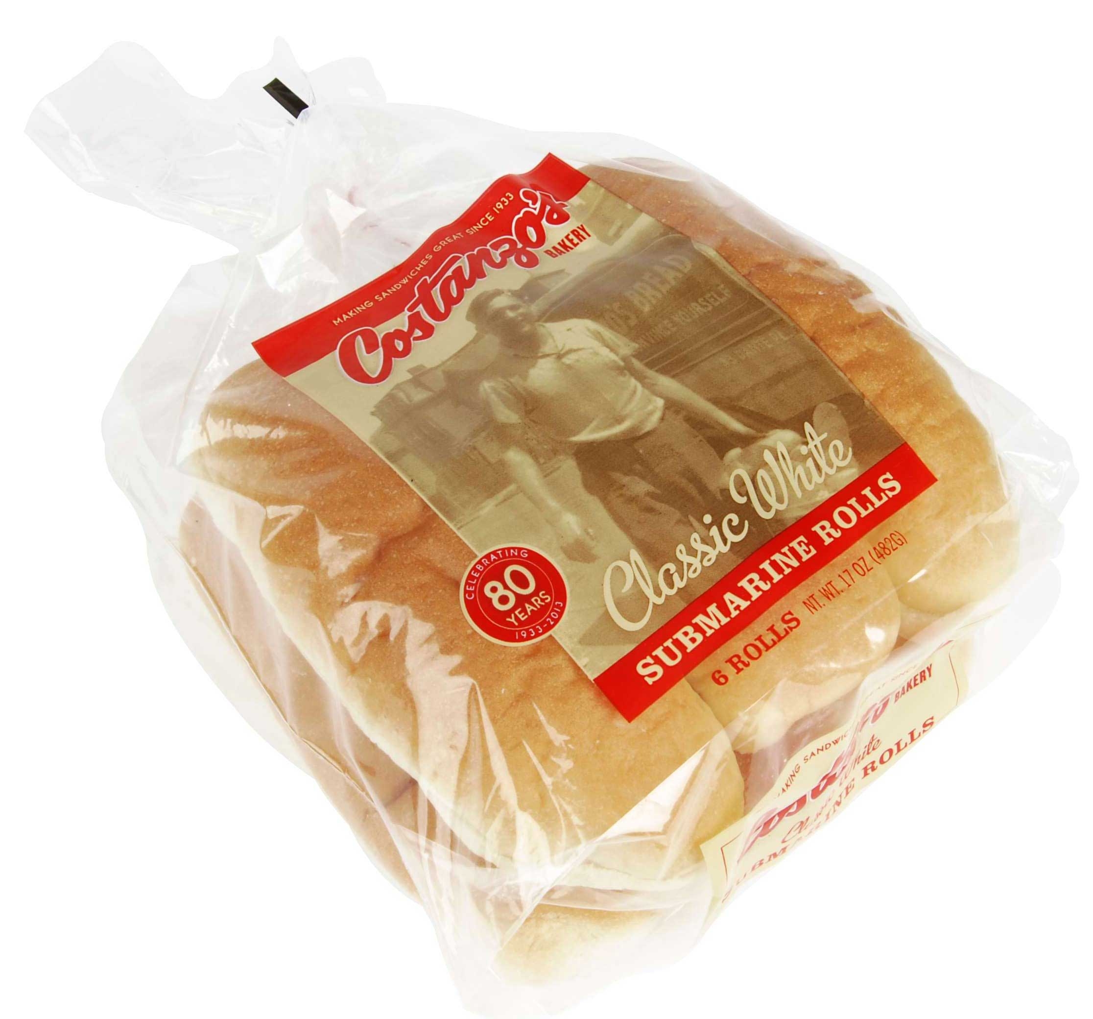 Costanzos Bakery White Submarine Roll, 87 Gram -- 72 per case
