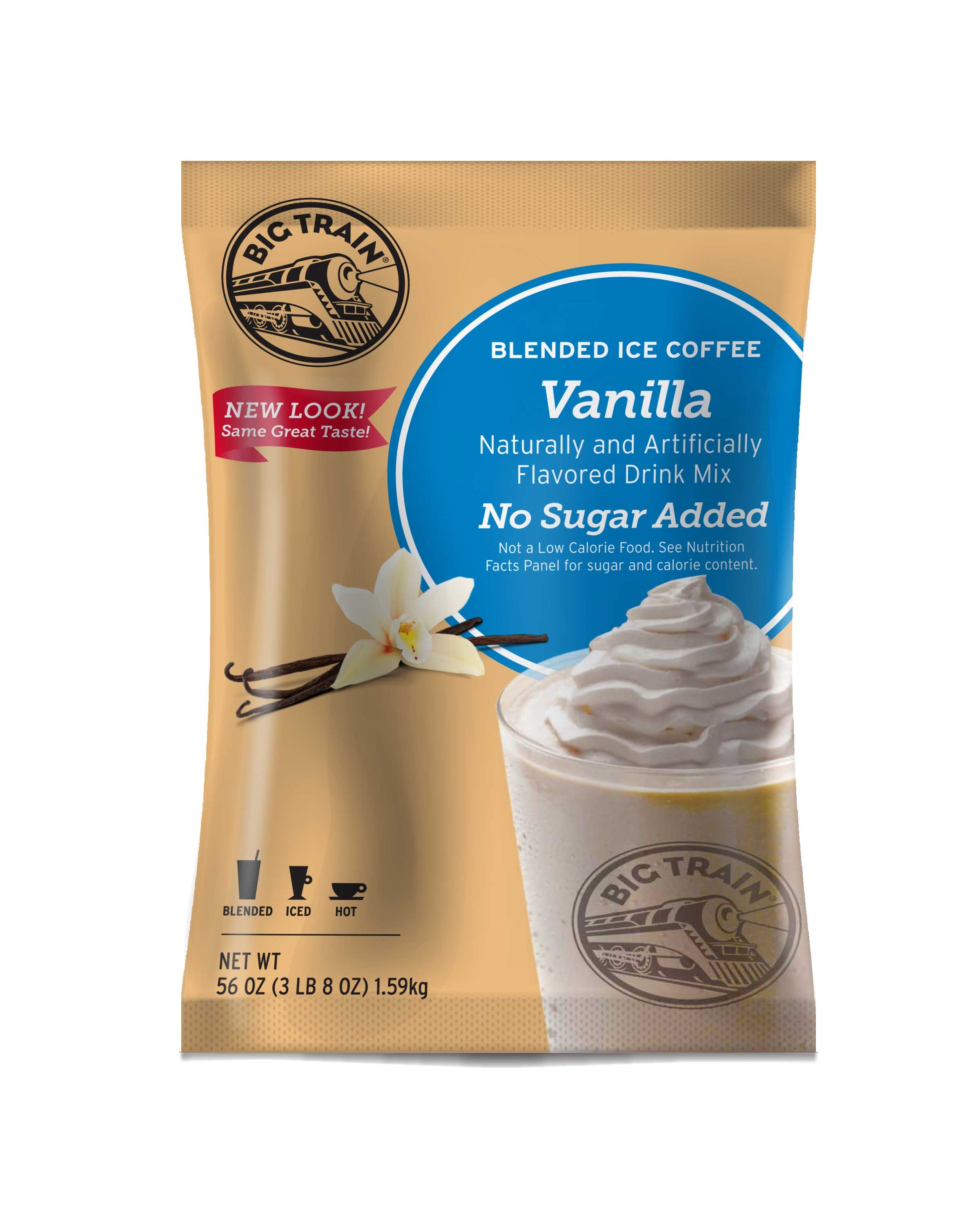 Big Train No Sugar Added Vanilla Latte Blended Iced Coffee Mix, 3.5 Pound -- 5 per case.