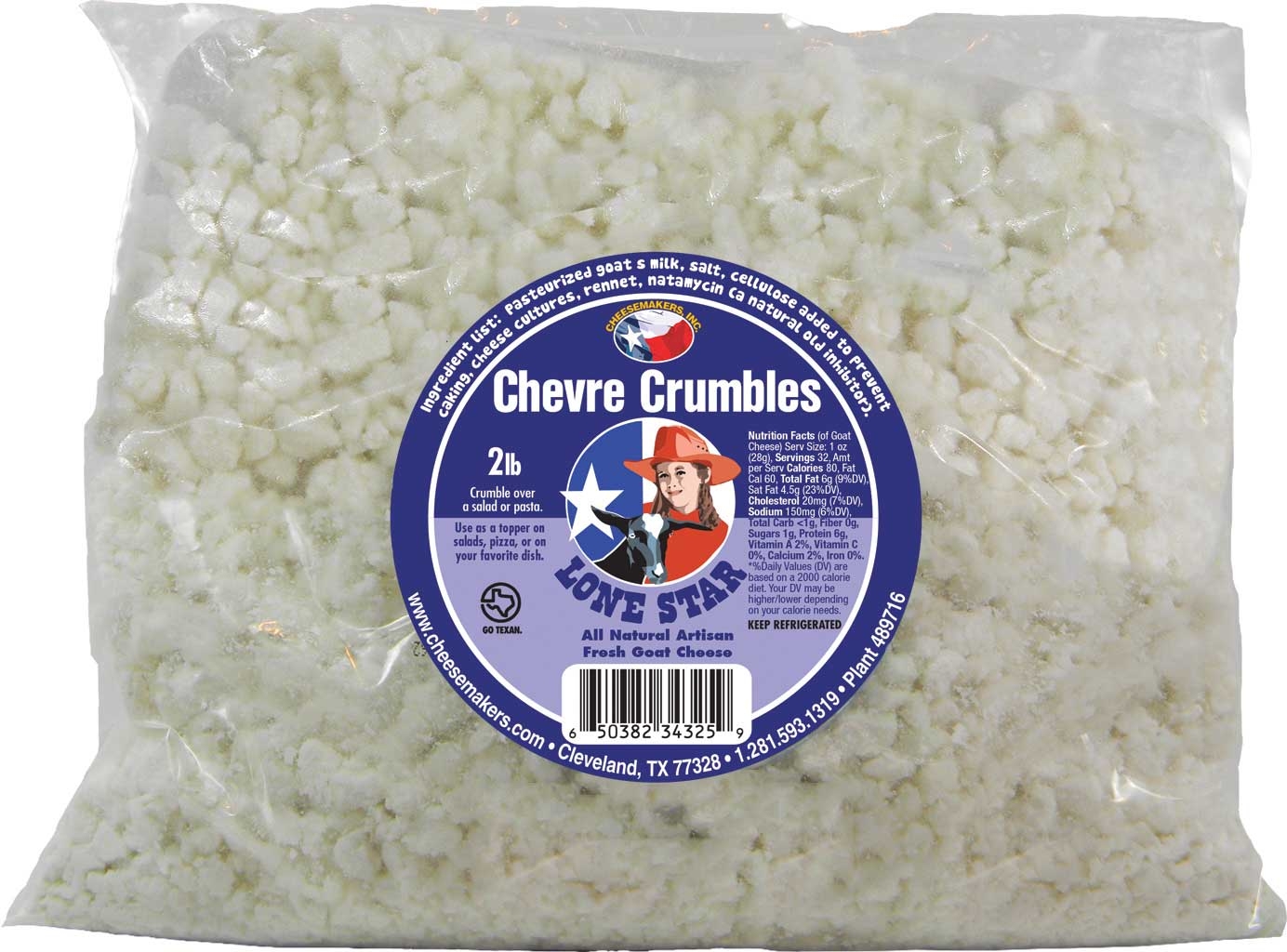 Cheesemakers Plain Chevre Cheese Log, 2 Pound -- 2 per case.