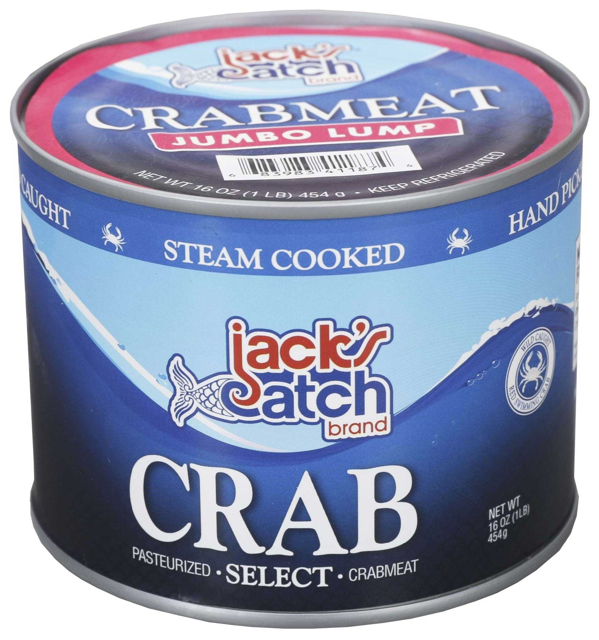 Jacks Catch Select Jumbo Pasteurized Cooked Crabmeat, 1 Pound Can -- 12 per case