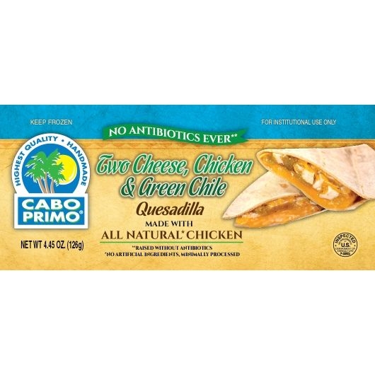 Cabo Primo Two Cheese Chicken and Green Chile Quesadilla, 4.35 Ounce -- 48 per case
