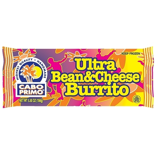 Cabo Primo Individually Wrapped Ultra Bean and Cheese Burrito with Whole Wheat Flour Tortilla, 5.5 Ounce -- 80 per case