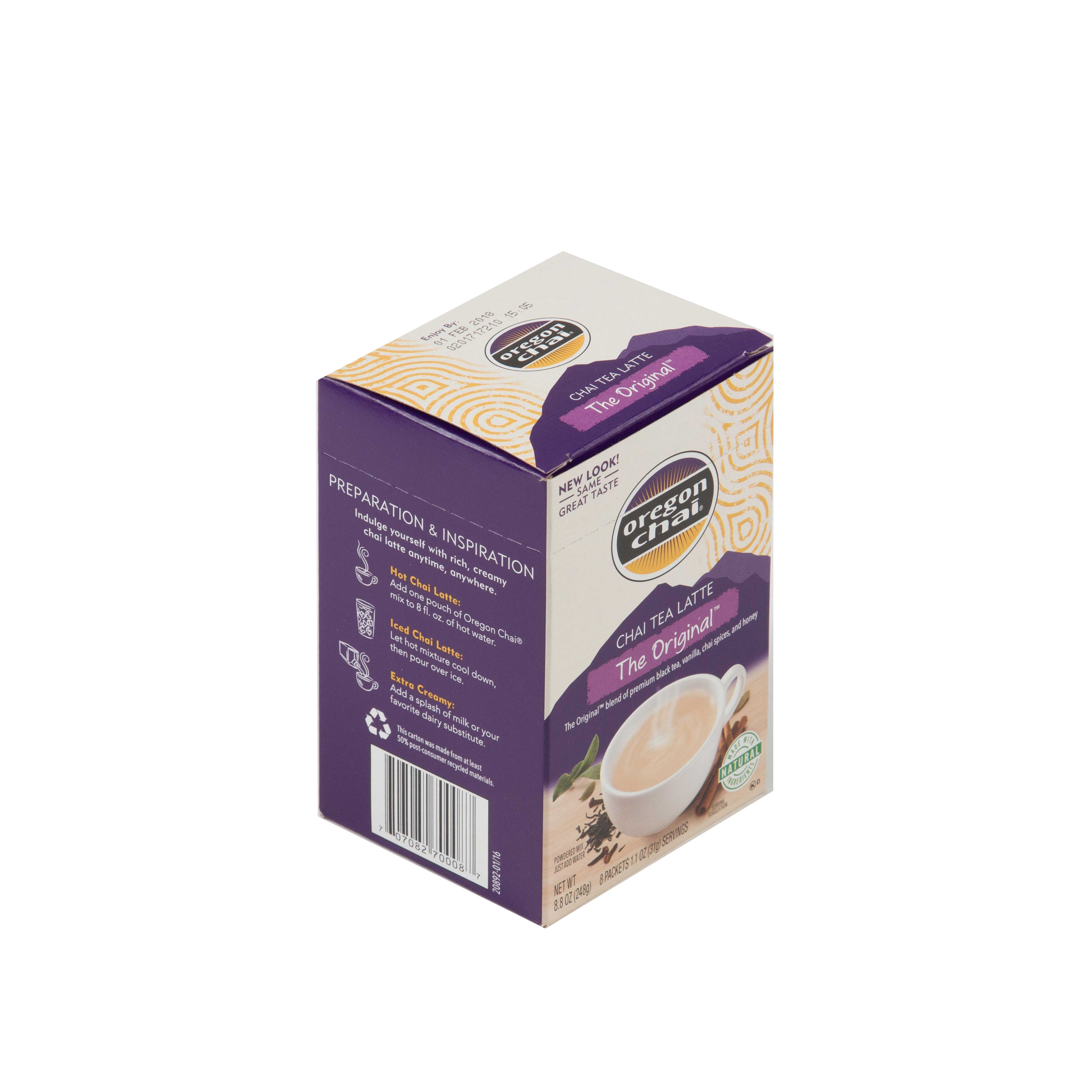 Oregon Chai Original Chai Tea Latte Mix - 8 packets per box, 6 boxes per case