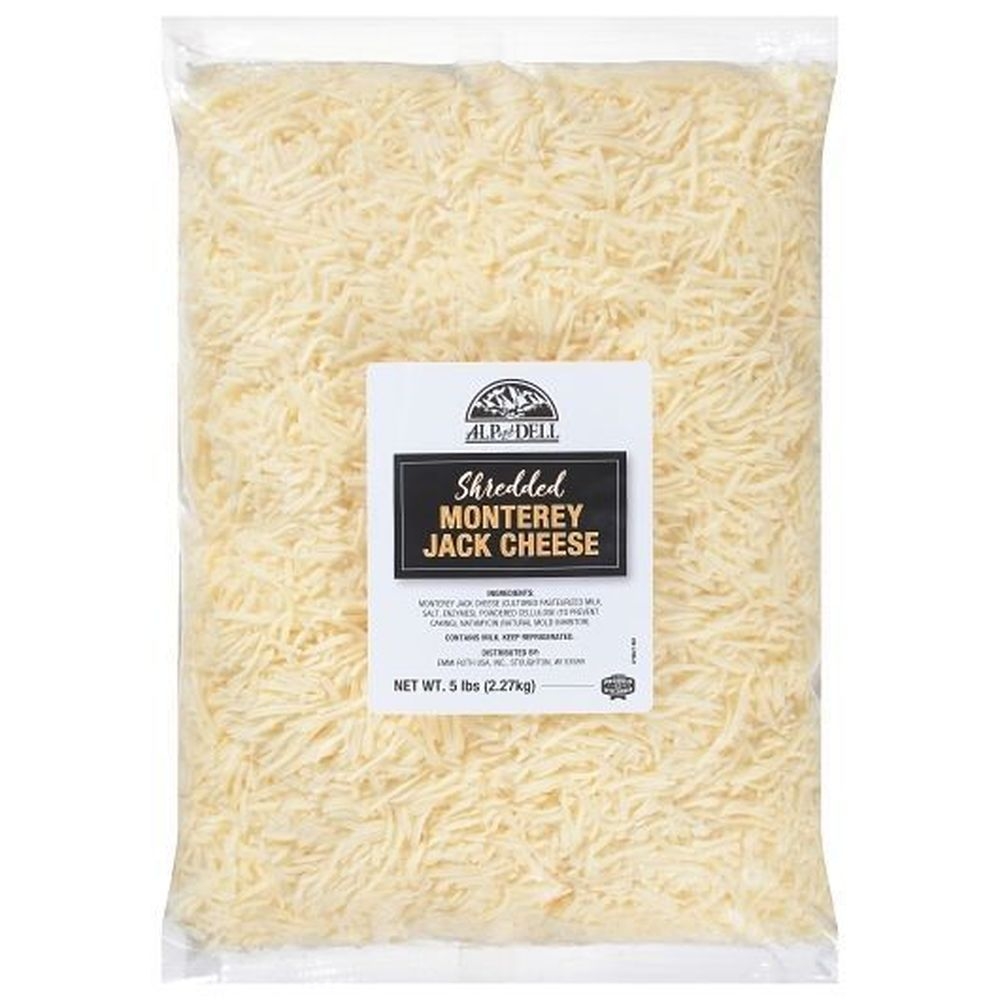 Alp and Dell Shredded Monterey Jack Cheese, 5 Pound -- 4 per case