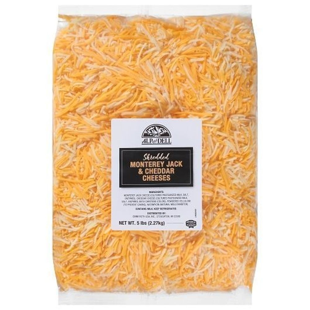 Alp and Dell Monterey Jack Shredded Cheddar Cheese, 5 Pound -- 4 per case
