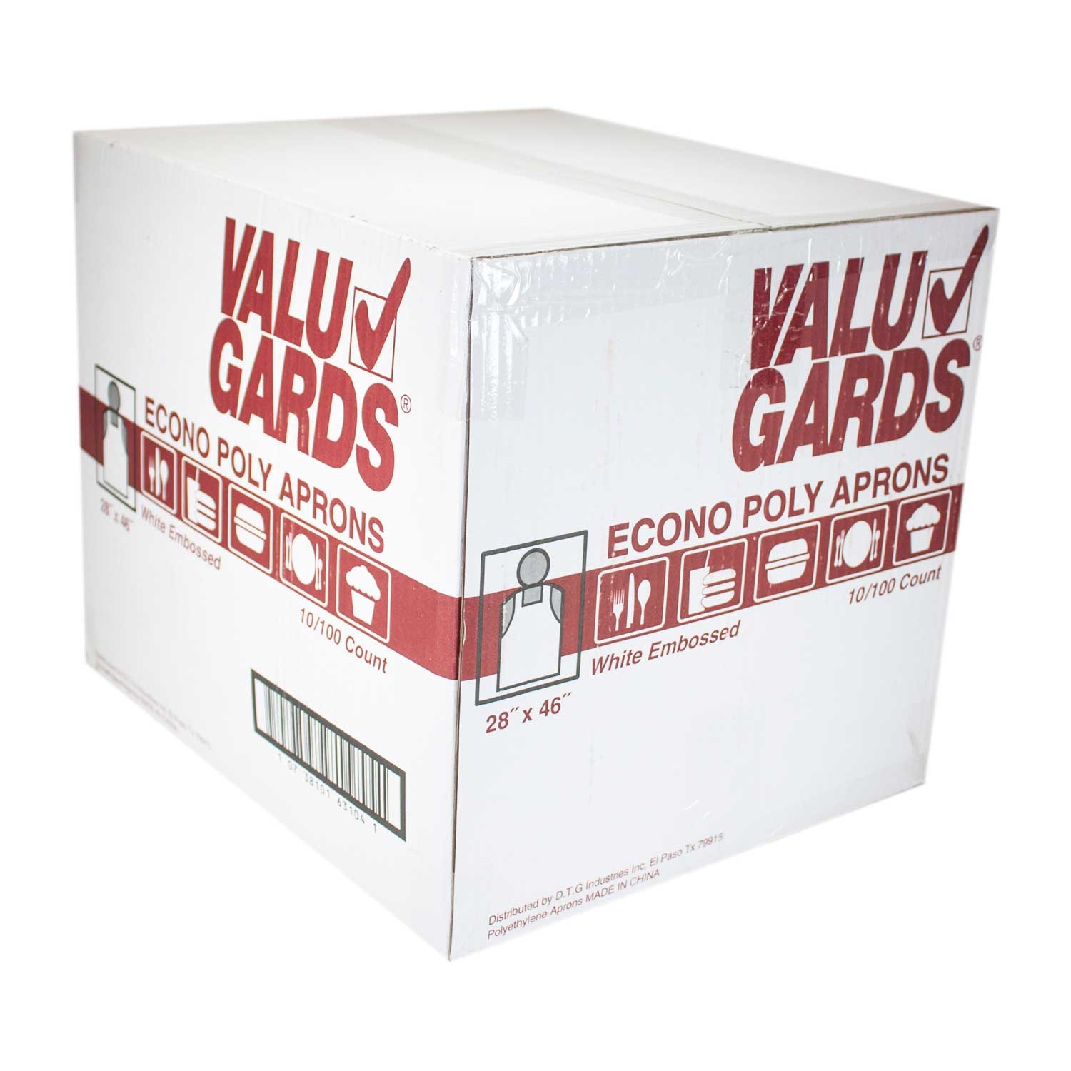 Handgards Valugard White Poly Apron - 100 per pack -- 10 packs per case.