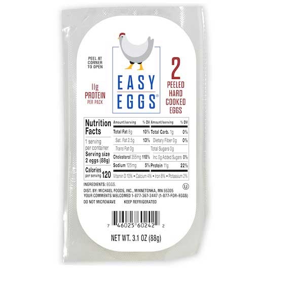 Easy Eggs Peeled Hard Cooked Eggs - 2 count per pack -- 14 packs per case