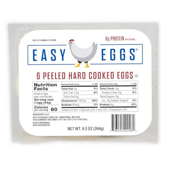 Easy Eggs Peeled Hard Cooked Eggs - 6 count per pack -- 6 packs per case