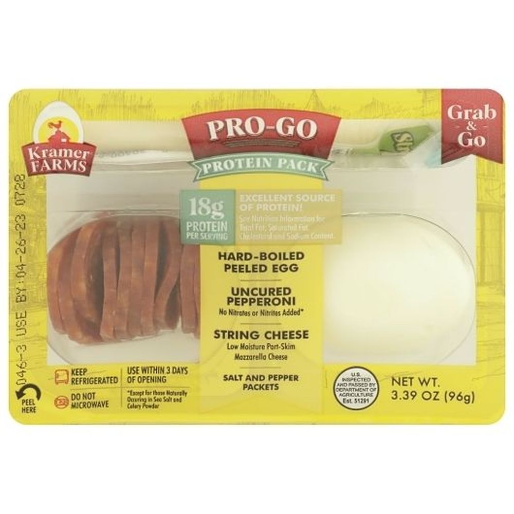 Kramer Farms Pro Go Protein Hard Boiled Peeled Egg with Uncured Pepperoni and String Cheese -- 12 per case