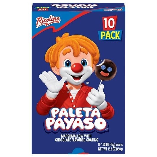 Ricolino Paleta Payaso Marshmallow with Chocolate Coated Candy, 15.8 Ounce -- 60 per case