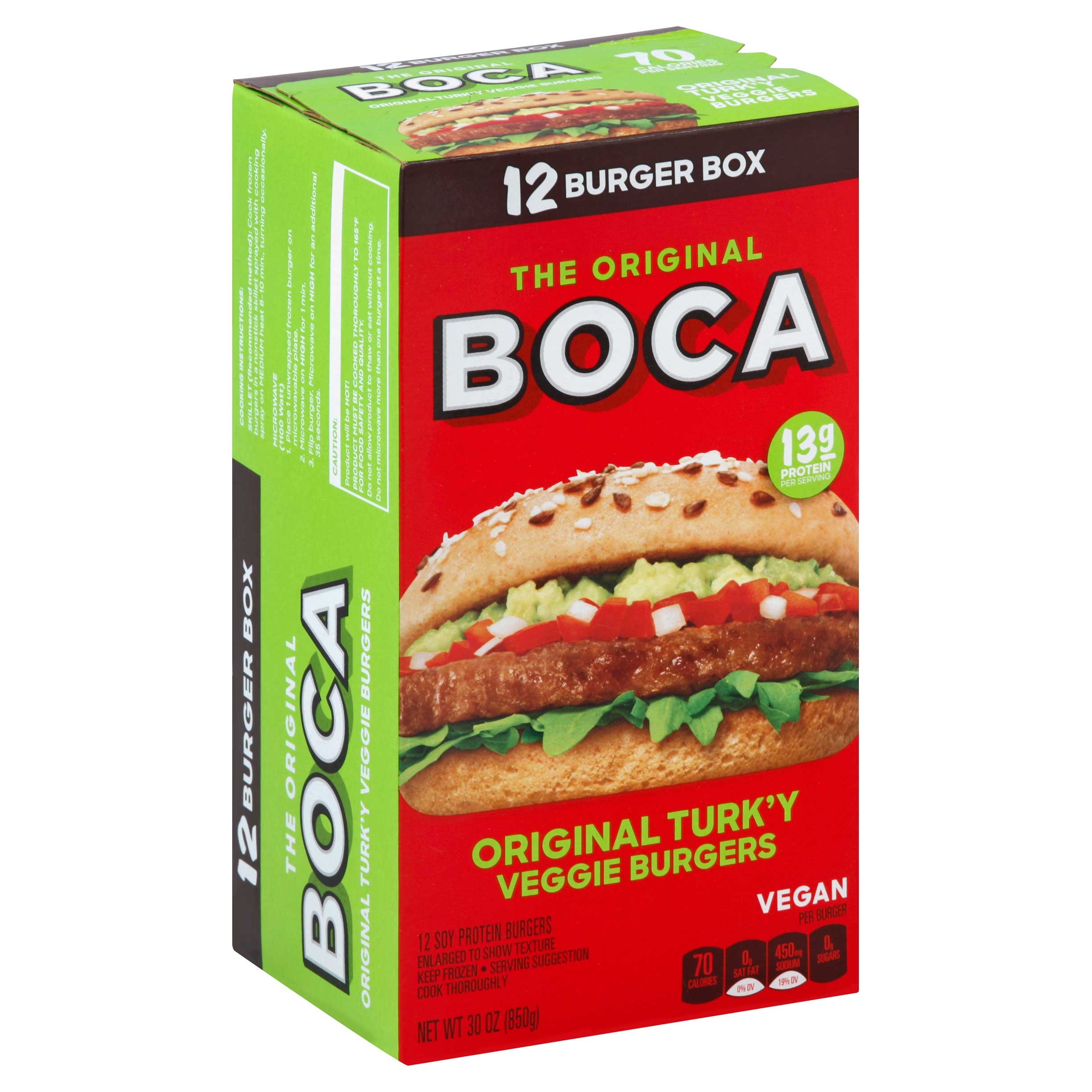 Boca Original Vegan Meat Alternate Burger, 30 Ounce -- 6 per case.